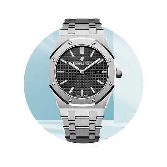 Silver Audemars Piguet With Black Dial