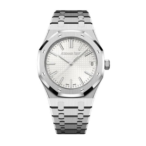 Silver Audemars Piguet With White Dial
