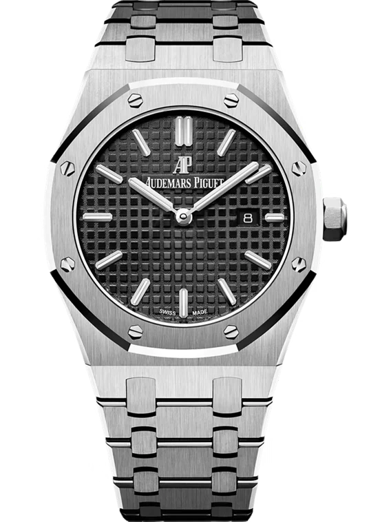 Silver Audemars Piguet With Black Dial