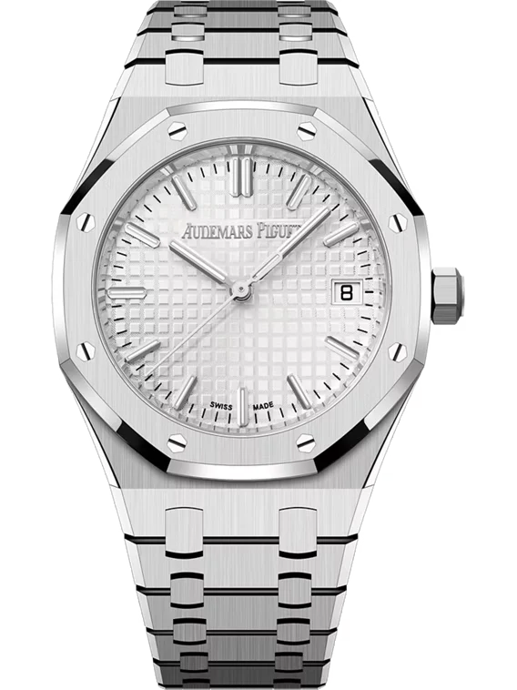 Silver Audemars Piguet With White Dial