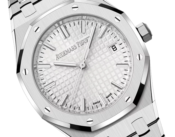Silver Audemars Piguet With White Dial