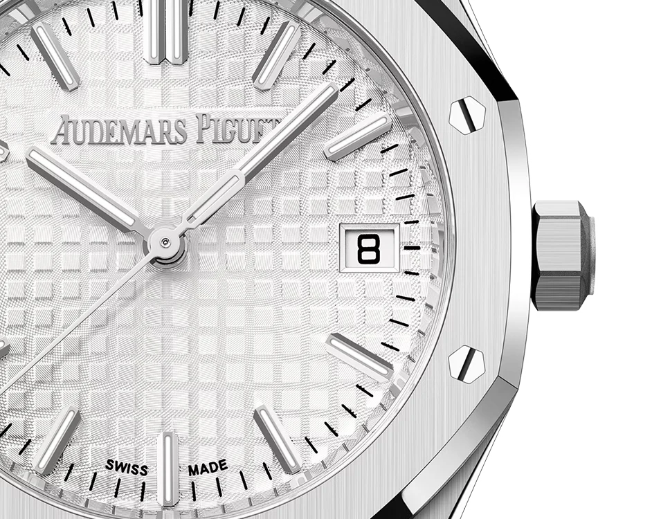 Silver Audemars Piguet With White Dial